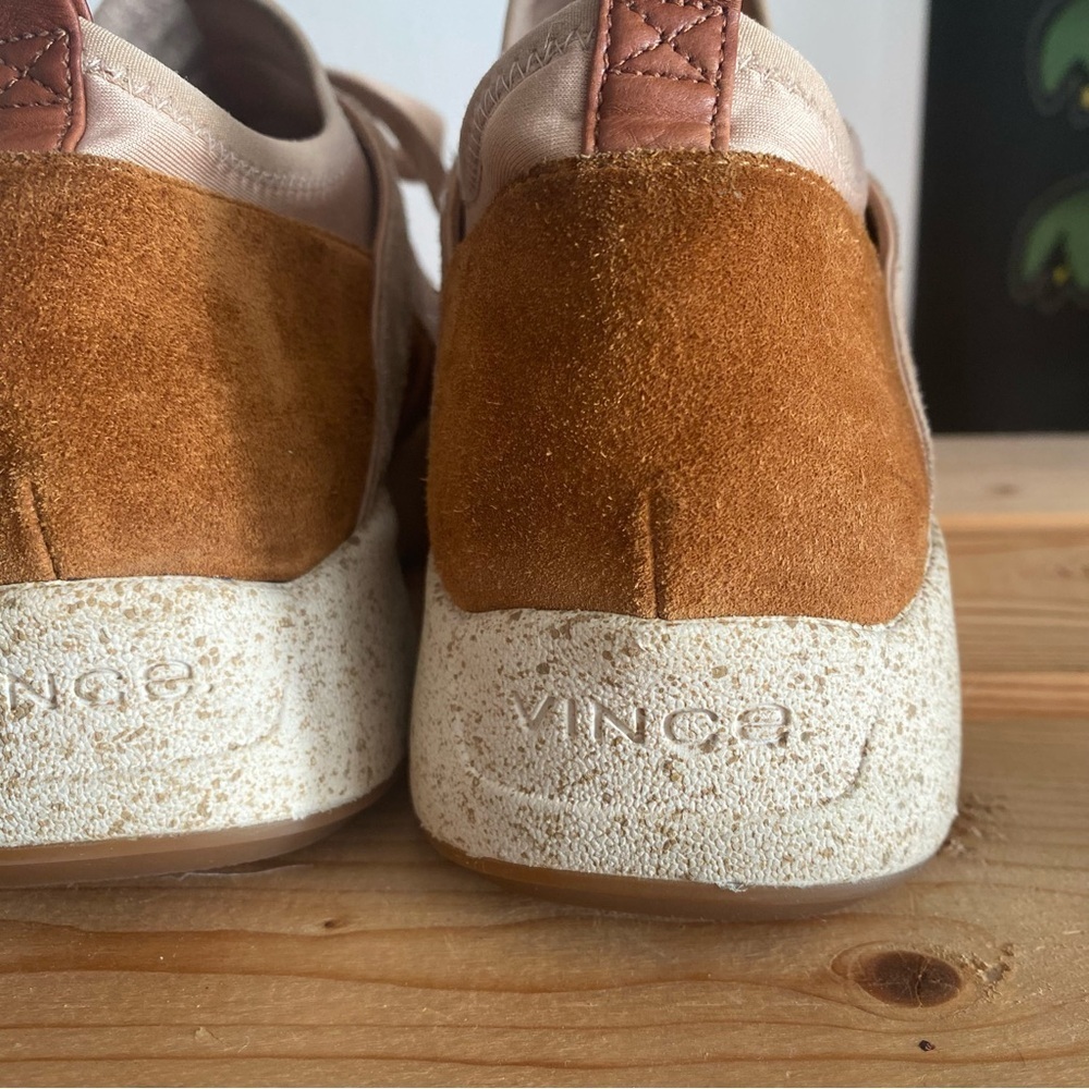Vince Galvin Tan Pink Leather Suede Sneakers 8 - Picture 7 of 15